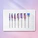 MelodySusie Nail Drill Bits Set, 7pcs Tungsten Carbide Diamond Nail Drill Bits for Acrylic Nails Poly Gel Cuticle Remove, 3/32'' Professional Nail Bits for Nail Drill Efile (A-Colorful)