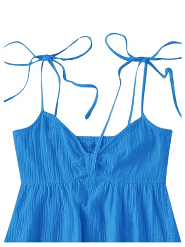 Soly Hux Women'S Tie Shoulder Cami Dress Spaghetti Strap Mini Summer Dresses Solid Royal Blue Large thumb #2