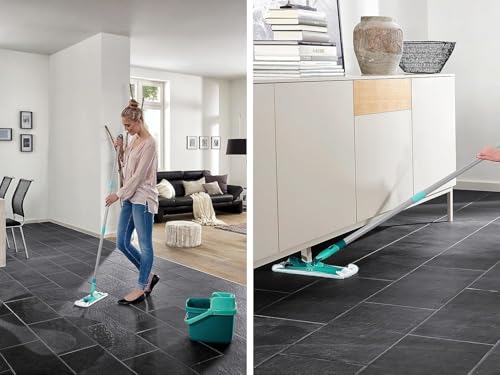 Leifheit Set Combi M Micro Duo mit rückenschonendem Wischer, Wischtuchpresse für effektives...