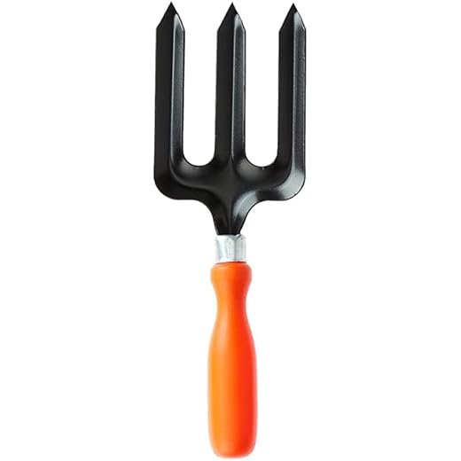 Metal Black Orange Gardening Fork