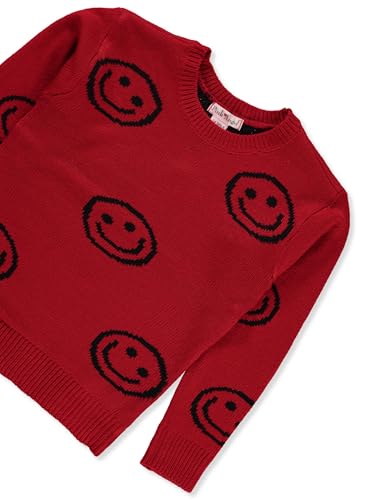 Pink Angel Girls' Allover Smile Sweater - red, 4t3