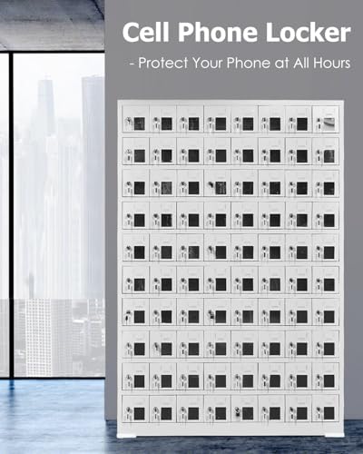 Large Capacity Cell Phone Locker - 30 Slots Mobile Phone Storage Organizer for Classrooms, Offices & Homes with Independent Keys & Locks for Secure Cubbies.