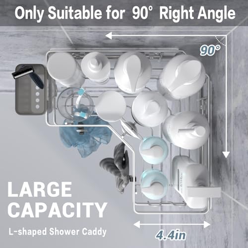 Image of AKTECKE Shower Caddy Corner Organizer Shelf: 2Pack Adhesive Shower Essentials Accessories - No-Drilling Stainless Steel Bathroom Storage Rack with Hooks