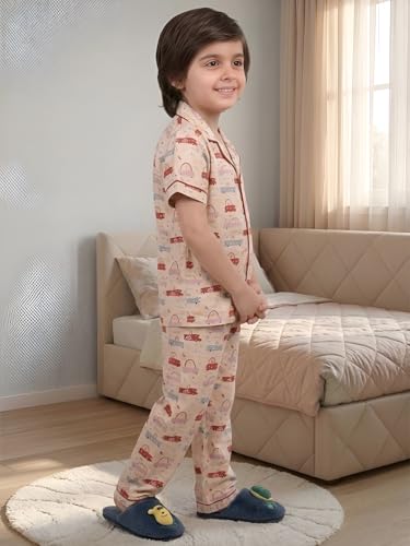 Image of POLKA TOTS 100% Pure Cotton Half Sleeve Night Suit for Kids, Girls & Boys | Cotton Pyjama Set | Unisex Night Dress for Children | Night Suit for Girls |Sleepwear for Kids | Winter Night Dress for Boys