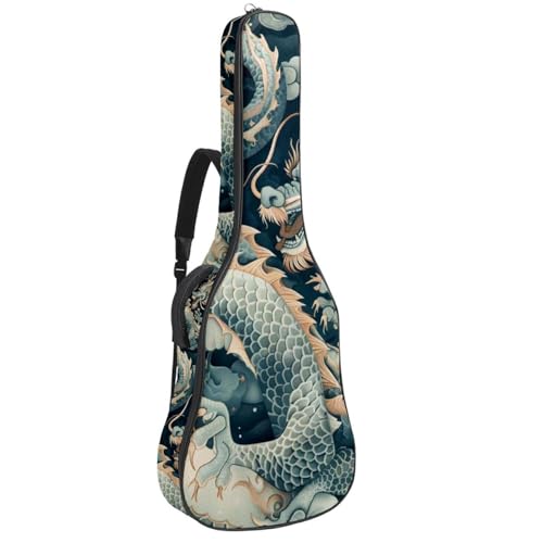 Housse de guitare 109 cm dragon vert pour vos déplacements au studio