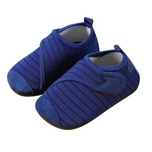 SUPTTING Zapatillas de estar por casa para niños con rayas de playa, zapatos de agua con suela suave, antideslizante, zapatos de natación, zapatos descalzos, ligeros, para la playa, Style-o02 Blue, 28