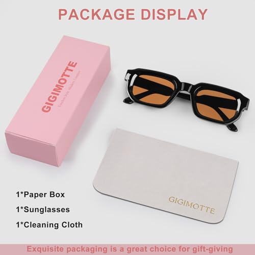 Retro Square Sunglasses for Women Mens Vintage Rectangle Thick Frame Womens Trendy Chunky Shades GM96054