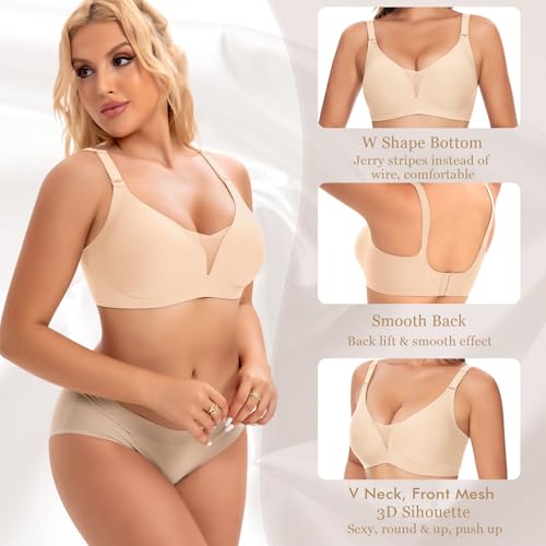 Image of Ganado Seamless Wireless Bras for Women No Underwire Bras Supportive Bralette Padded Comfort T Shirt Bra