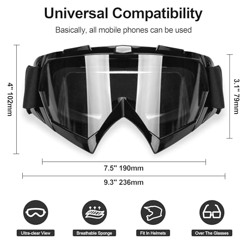 JAGASOL ATV Googles, Dirt Bike Goggles for Men Women, UV 400 Anti-Scratch Fog Dustproof for Adults Youth Kids, Powersports Goggles for MX Riding, Snowboarding, UTV, Ski