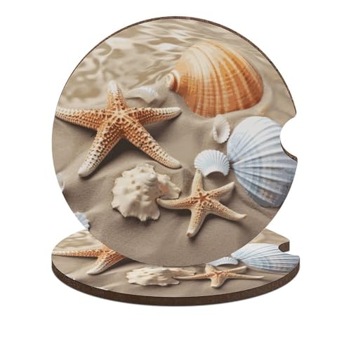 Portavasos para carros con diseño de estrella de mar 2.6" 2 piezas miniatura 1
