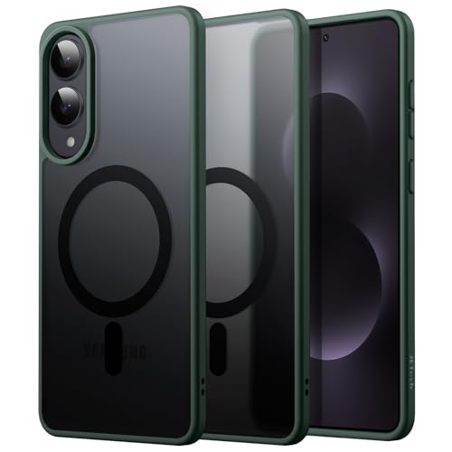 JETech Funda Magnética para Samsung Galaxy S25 Edge, Compatible con MagSafe, Carcasa Respaldo Translúcida Mate Slim Minimalista Antigolpes (Verde Oscuro)