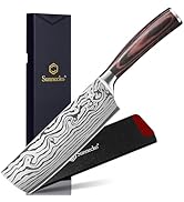 Sunnecko Nakiri Knife 7 inch,High Carbon Stainless Steel Cleaver Knife,Ultra Sharp Cooking Knife ...