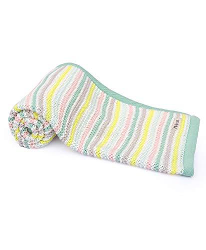Image of Mi Arcus Premium 100% Cotton Knitted Ultra Soft Cool Blanket for Baby Boys Girls 0-12 M - Multicolour 100x75 cm
