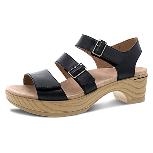 Dansko Malena Fully Adjustable Sandal for Women – Comfortable Platform Shoes with Arch Support – Versatile Casual to Dressy Footwear – Lightweight Rubber Outsole Sandal Black 9.5-10 M US