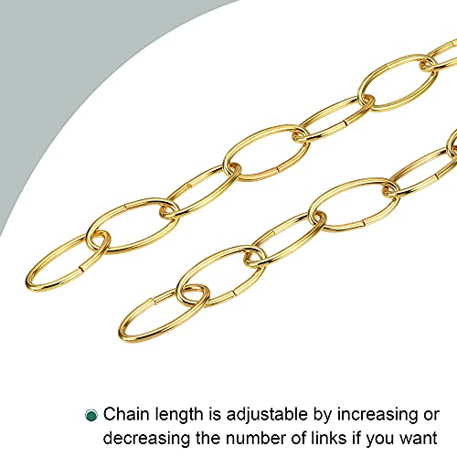 Image of MECCANIXITY Pendant Light Fixture Chain, 3.2mm Thick 1m Long Chandelier Hanging Links, Iron Electroplated Gold Tone, Pack of 2