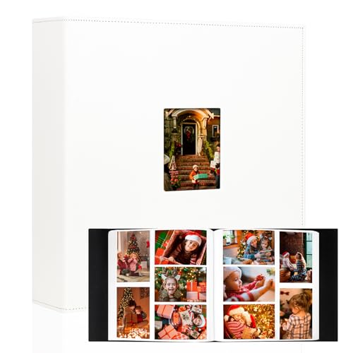 Aevdor Large Capacity 4x6 Photo Album, 700 Photos, Leather Cover, White