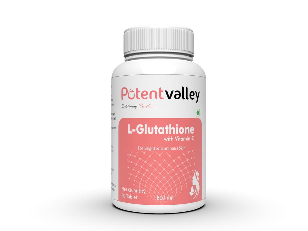 NutriVitals L Glutathione 800mg Capsules for Men & Women - 60 Capsules for Bright and Luminous Skin Supplement with Vitamin C and Grapeseed Extract