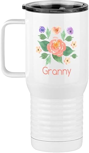 Miniatura 9 de Abuela Flowers - Vaso de café de viaje con asa y tapa deslizante, color blanco de 20 onzas, color camello polar, acero inoxidable, aislado al vacío