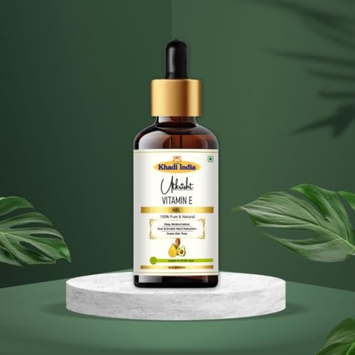 Image of Khadi Vitamin E Essential Oil 15 ml | Pure & Natural | For Scalp Care, Skin Tightening & Fine Lines | Anti Aging Properties | Oil for Face | All Skin Types | Aromatherapy for Men & Women