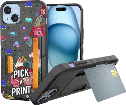 Image of Smartish iPhone 15 Plus Wallet Case - Wallet Slayer Vol. 2 [Slim + Protective] Credit Card Holder w /Kickstand - Drop Tested Hidden Card Slot Compatible w /Apple iPhone 15 Plus - Custom Prints