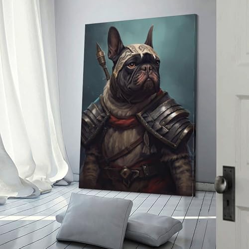 Peinture bouledogue français viking sur toile, décoration murale pour rompre la monotonie