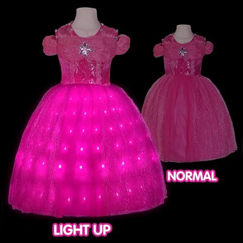 Girls Light Up Pink Princess Dresses for Toddler Kids Teens Princess Puffy Tulle Dress Halloween Cute Birthday Party3