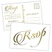 PARTH iMPEX RSVP Postcards for Wedding - Pack of 50 Gold Foil 4x6 Response Cards with Mailing Side White Mailable Invitations for Bridal Shower Reception Engagement Party Anniversary Event Stationery