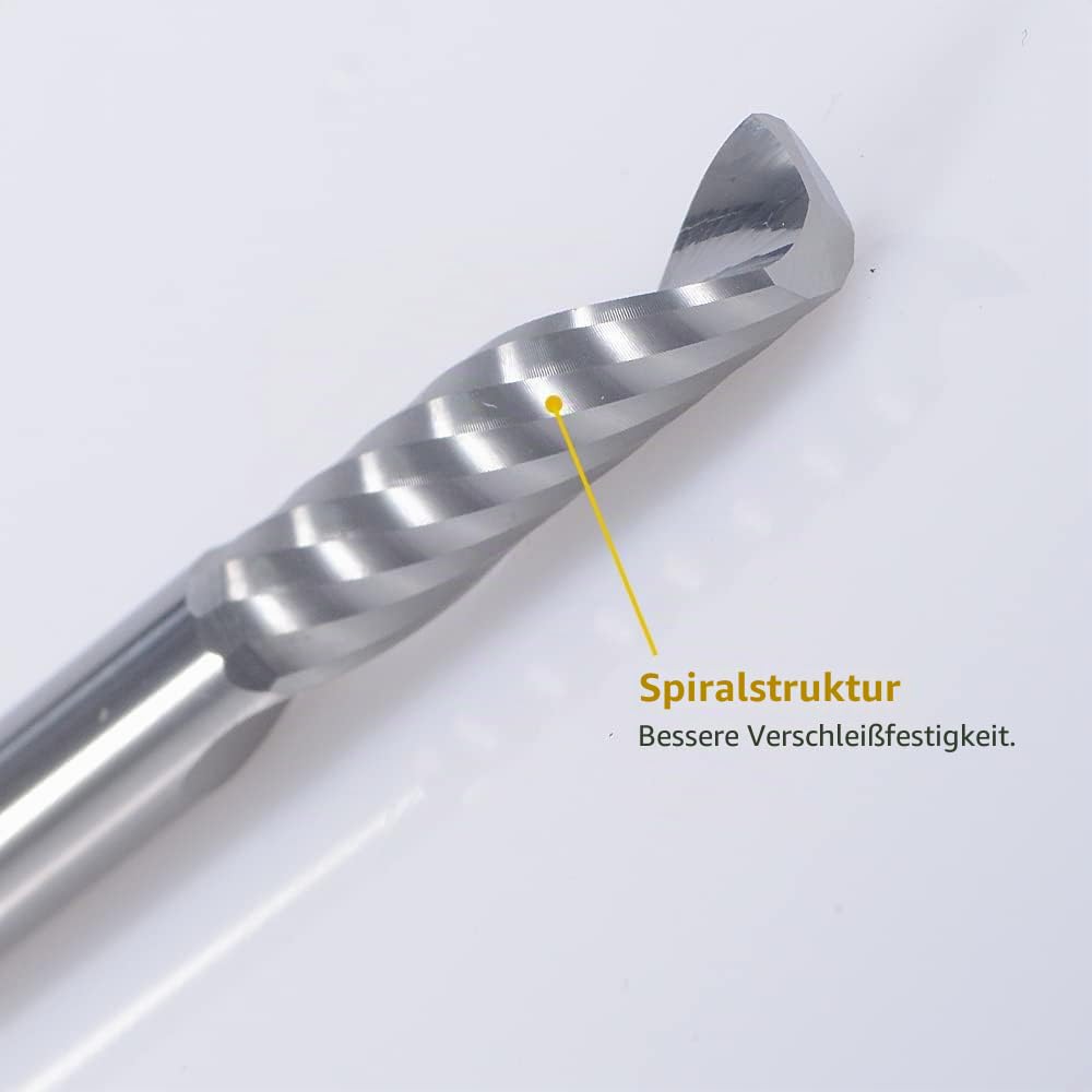CNC-Fräser-Bits,Gravur-Bits,Schaftfräser,einschneidige Spirale, Upcut Router Bit, 1/8 Schaft,Wolframstahl,Gravur, Schnitzwerkzeug-Set für MDF, Acryl, PVC