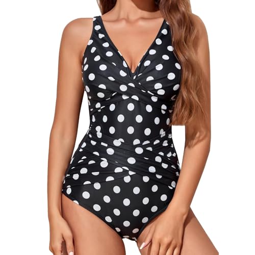 Traje de baño para mujer de 1 piezas con vaina de vientre plano, trajes de baño de una pieza plisada push up empalme delantero color puro monokini vintage espalda descubierta Swimwear playa playa