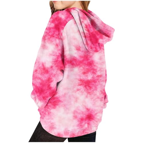 DDAPJ pyju Girls 2025 Long Sleeve Hoodie Sweatshirt Cute Tie Dye Long Sleeve Raglan Pullover Pocket Hoodies for 5-15 Years 5