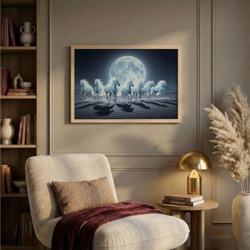 Image of Suneree 7 Horse Vastu Wall Painting (Landscape Collection) (Natural, Design 05, 10x13 Inch)