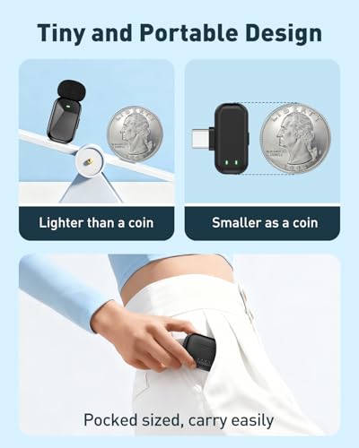 Image of PoP voice Mini Wireless Lavalier Microphone for iPhone 15 /16 /17 & Android, Lapel Mic with Noise Reduction, 30H Battery Life with Charging Case, Lav Mic for iPhone Vlogging, Video Recording, Podcast