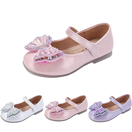Toddler Girls Mary Jane Shoes with Glitter Bow Toddler Kids School Shoes Flat Dress Shoe Princess Dress Shoe 5