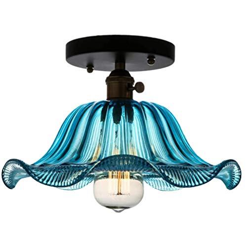 Mini lustre en verre bleu artisan YangRy luminaire de prestige