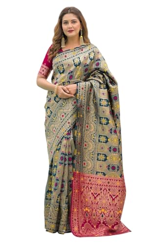 Image of Yashika Women's Banarasi Kanjivaram Silk Woven Saree | Animal Printed Patola Silk Saree for Women