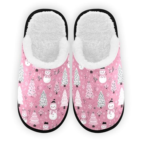 White Snowman Christmas Tree Slippers For Women Men Soft Memory Foam Non-Slip Festival Winter Indoor House Shoes Travel Slipper
