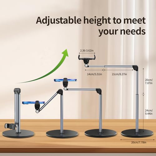 Image of yAyusi Vlogging Kit for iPhone /Android, 13.7 in Long Overhead Phone Mount, Microphone /Remote Control, Flexible Articulating Arm Phone Mount for Desk for Live Streaming, Meeting, Cooking, Filming