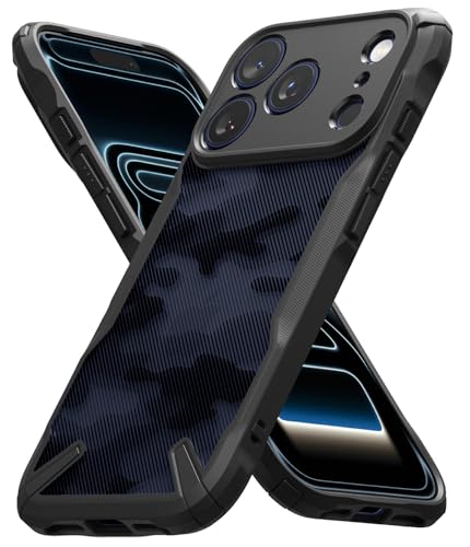 Image of Ringke Fusion-X Compatible with iPhone 17 Pro Max Case Back Cover Military Camo Hard Back Soft Flexible TPU Bumper Scratch Resistant Shockproof Protection - Camo Black