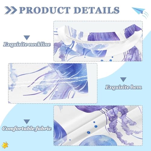 ALAZA Kids Rash Guard Girls Boys Toddler Swim Shirts Short Sleeve Watercolor Jellyfish UPF 50+ 3T3