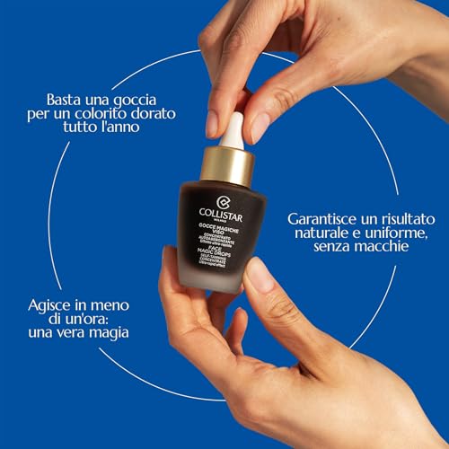 Collistar Gocce Magiche für das Gesicht, Selbstbräunungskonzentrat mit ultraschneller Wirkung, intensive, natürliche und strahlende Bräune in weniger als einer Stunde, ohne Flecken, 30 ml (1er Pack)