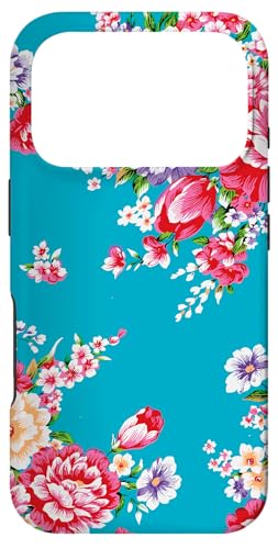 台湾花布 台湾花布柄 水色 青 客家花布 台湾雑貨 台湾レトロ 台湾風 かわいい スマホケース iPhone 17 Pro 用
