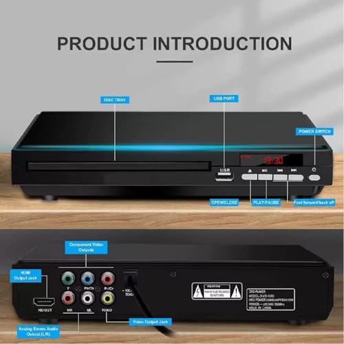 1080P Upscaling DVD Player for TV with HDMI & USB, All Region Code Compatible, Compact Portable CD Player with Remote Control and Cables Included (Not for Bluray) - Image 8