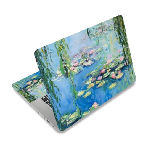 PLIGREAT Laptop Skin Sticker Decal, Water Lilies Pattern Universal Removable Vinyl Skin Cover Fits 12 13 13.3 14 15 Laptop Notebook Art Protector PC Personalized Protector Cover Decals