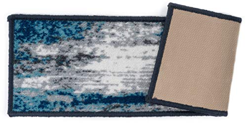 Rugshop Contemporary Abstract Non-Slip Stair Treads (Set Of 13) 8.6" X 26" Blue #TOP2