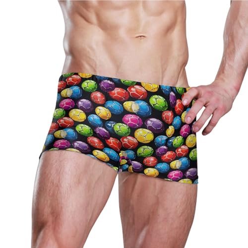 Colorful Football Mens Swim Trunk Swimwear Bathing Suit Swim Brief Square Leg Board Short S B04039903