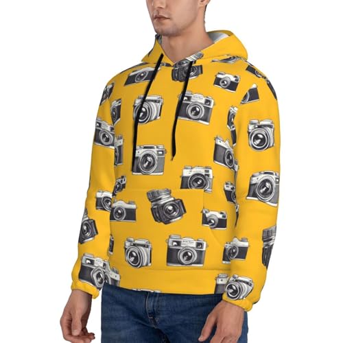 Hoodies For Men - Vintage Camera Yellow Print Long Sleeve Casual Men'S Hoodies & Sweatshirts Pullover With Pocket3