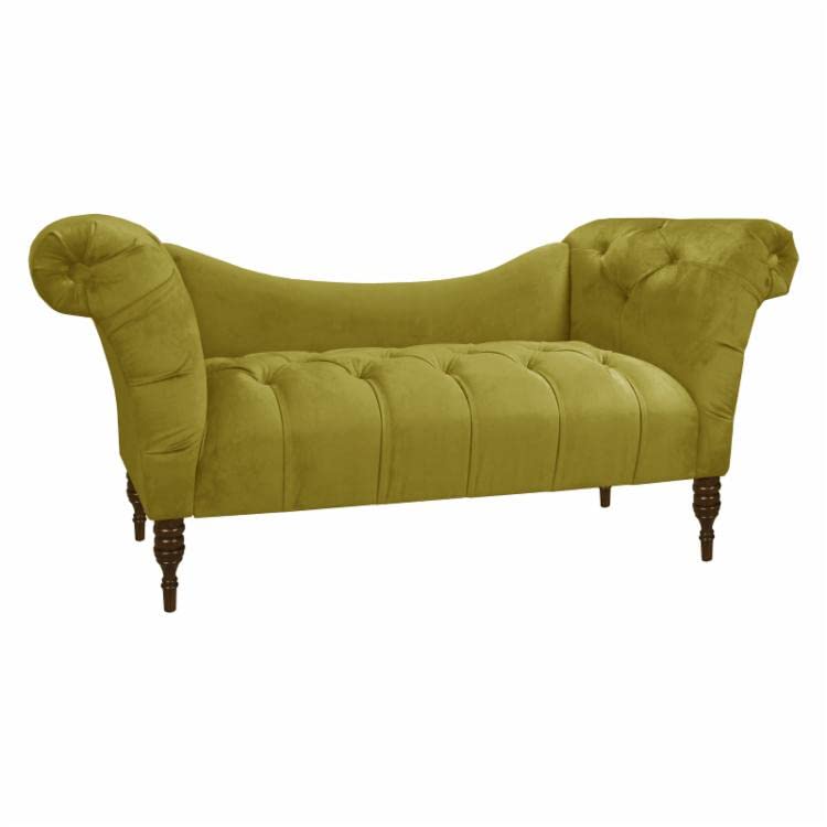 Image of Button Tufted Chaise Settee Sofa (LightGreen)