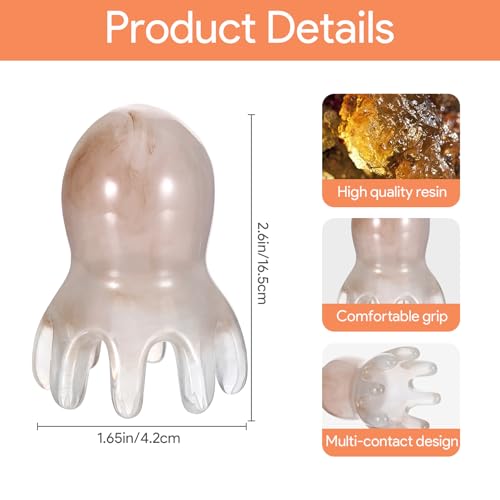 2 Pcs Octopus Head Massage Comb, Scalp Massage Tool for Head and Body Relaxation, 8 Unique Points to Melt Muscle Bumps and Relieve Body Fatigue(Gray) - Image 3