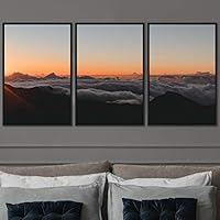 3 Piece Framed Canvas Wall Art Foggy Mountains Canvas Prints Home Artwork Decoration for Living Room,Bedroom - 16
