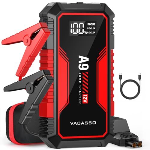 Jump Starter 4000A VACASSO A9 Battery Jumper Starter Portable (7L Gas/4L Diesel) 12V Car Battery Booster Jump Starters Pack Jumpstart with USB Ports Jumper Cables LED Light Storage Case